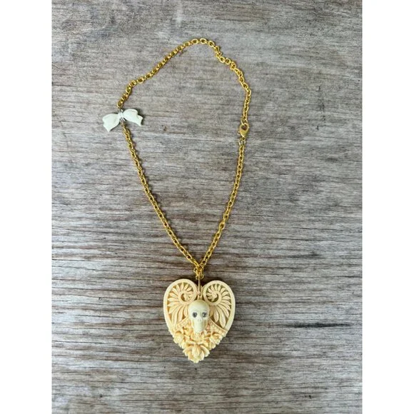 Vintage Tarina Tarantino Skull Necklace Signed - Picture 3 of 7